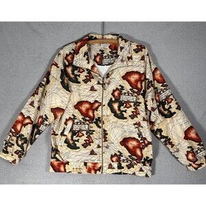 Vintage Pierre Cardin Windbreaker Womens Size S Old World Map AOP Retro Gorpcore